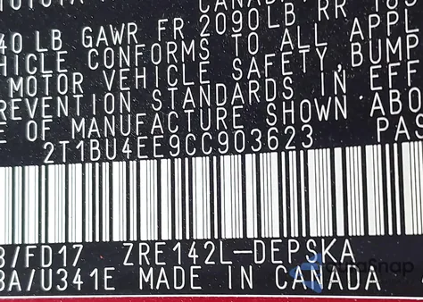 2012 Toyota Corolla S из США, поврежденный, VIN 2T1BU4EE9CC903623